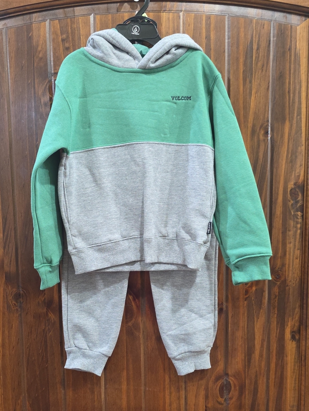 Volcom Kids Green and Gray Two-Tone Hoodie & Joggers Set